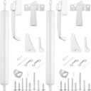 Gisafai 2 Sets Storm Door Closer Door Closure Heavy Duty Screen Doors Closer Pneumatic Screen Doors Replacement Parts with Handles, Hold and Close Smooth (White), approx. 1.3 x 10.8 inches