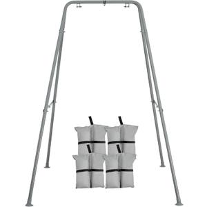 FUNLIO Foldable Swing Stand for Kids with 4 Sandbags, Heavy Duty Metal A-Frame Indoor/Outdoor for Backyard, Suitable Most Toddler/Baby Jumper/Hammock Chair - Grey