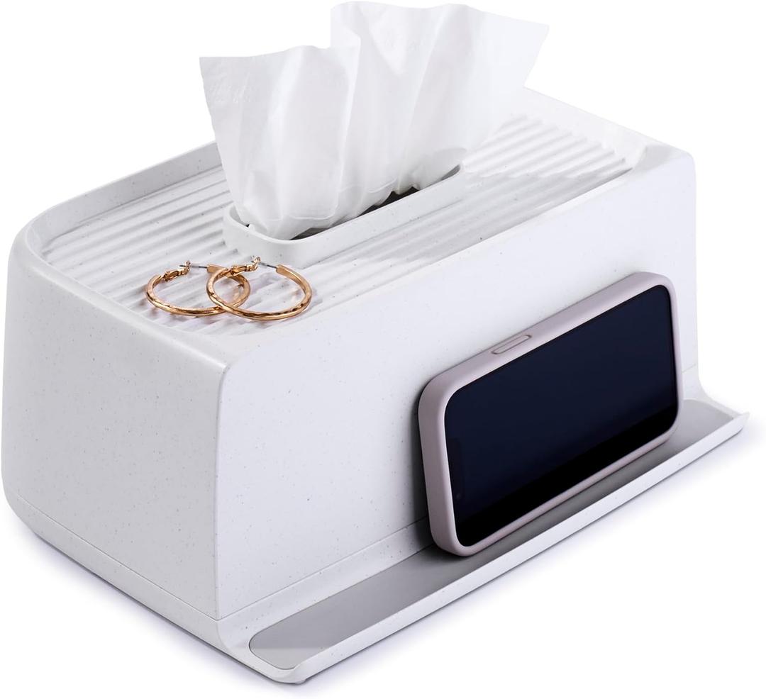 YouCopia The Ledge Tissue Holder, Rectangular, Box Cover with Storage for Phones, Jewelry, Makeup and Accessories for Night Stand, Desk and Bathroom Organization