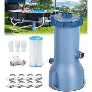 KimFilter Pro Series 1000 GPH Above Ground Pool Filter Pump, Powerful Pool Cartridge Filter Pump, Water Circulation and Filtration System - Improved Water Clarity, Pools Pumps Above Ground-Navy Blue