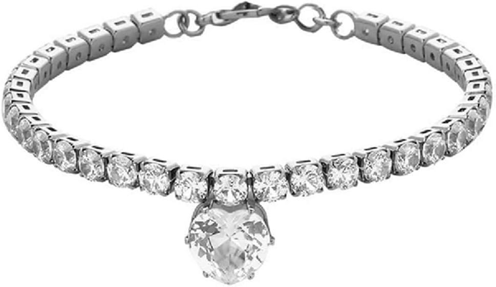 Bling Rhinestones Heart Shaped Cat and Dog Necklace Pet Gem Necklace Cat and Dog Rhinestone Collar Supplies (Silver)