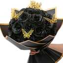Waipfaru Glitter Roses Bouquet, DIY Fake Flowers Bouquet, Birthday Gifts for Women Mom, 24 Pcs Black Rose for Grandma Wife Girlfriend Valentines, Mothers Day, Anniversary, Graduation