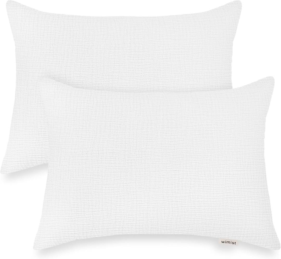 Toddler Pillowcases for 14"x20" Pillow 2 Pack, Muslin Small Toddler Baby Kids Travel Pillow Covers for Boys Girls with Envelope Closure (14 x 20 Inch, White)