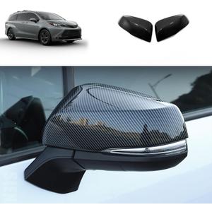 Side View Mirror Cover Compatible With Toyota Sienna 2021 2022 2023 2024 Rearview Mirror Trims Exterior Car Accessories ABS 2PCS(Carbon Fiber Style)