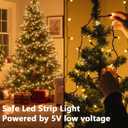 Outdoor String Lights, 6.6Ft 300LED Christmas Tree Light Warm White 5V 2A, 8 Modes Long LED Fairy Lights for Christmas Tree, Wedding, Easter, and Garden Decorations