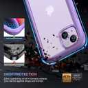 Diaclara Designed for iPhone 14 Case 6.1 Inch,Upgraded Full Body Rugged Clear Bumper Case with Built-in Privacy Screen Protector for iPhone 14,Purple