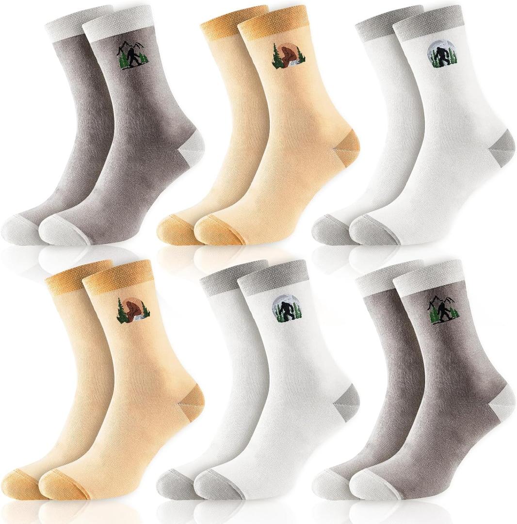 6 Pairs Cute Goose Bigfoot Embroidered Sock Gifts Women Novelty Funny Animal Crew Sock for Men Women Friends (One Size)