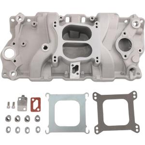 DICMIC Aluminum Dual Plane Intake Manifold Compatible with Chevrolet Small Block V8 4.3L 262 265, 4.4L 267, 4.6L 283, 4.9L 302, 5.0L 305 307, 5.4L 327, 5.7L 350, 6.6L 400 Replace# 52026, 82026