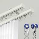 Double Ceiling Wall Curtain Track 4.3FT (1.3m),White
Heavy Duty Aluminum Slider, Silent Smooth Glide for Grommet Pleated Panel Curtains, Bedroom Living Room Hotel Room Divider