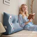 Triangular Wedge Headboard Pillows Twin Headboard Pillow for Colleage Dorm Long Backrest Positioning Support for Sleeping Reading Backrest Pillow with Side Pockets Decorative Pillow, Twin Size:39.4x15.7x5in