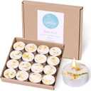 Jasmine Scented Tealight Candles 16 Pack - 4-Hour Palm Wax White Tea Lights, Plant Dried Flower Scented Tea Candle (Paraffin-Free), Votive Candles for Home/Yoga/Bath/Meditation