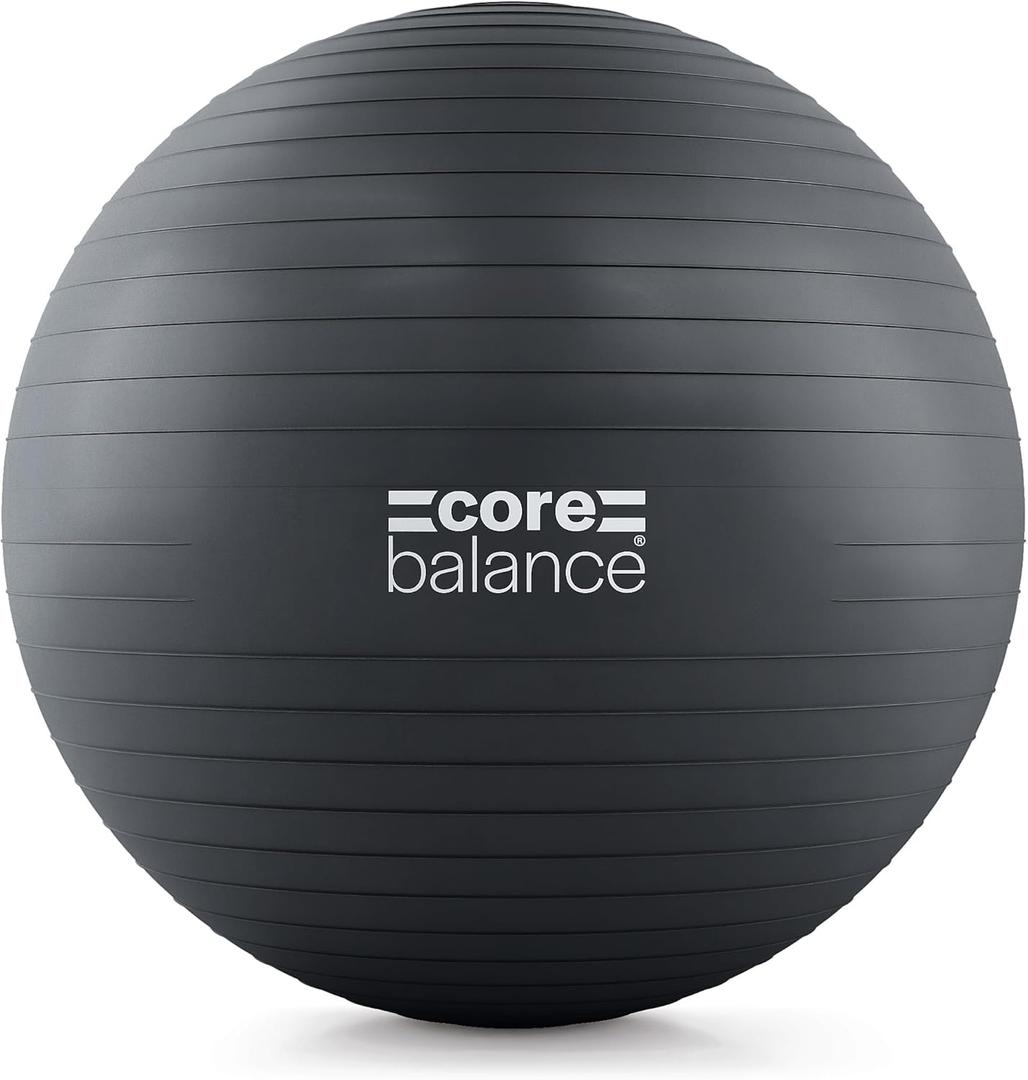 Core Balance Exercise Ball, Stability Ball for Yoga, Pilates and Fitness, Gym Ball for Home Gym and Office Chair, Training, Physical Therapy, Anti Burst, Pump Included, 55cm (Black)