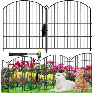 Decorative Garden Fence 32in (H) x22ft (L),Arched Metal No Dig