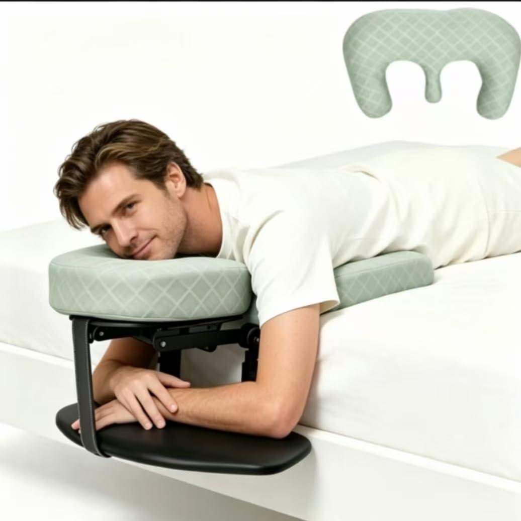 Massage Headrest for Bed, Upgraded Adjustable Face Cradle with Armrest Shelf & Breast Pillow, Portable Massage Table Kit for Sleeping Mattress, Comfortable Face Down Pillow for Home