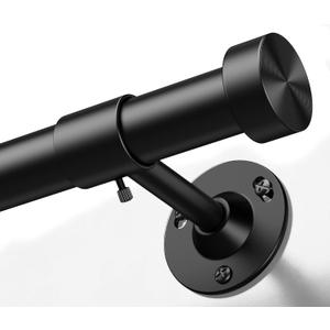 YaFex Heavy Duty Curtain Rod 32-150 Inch, 1 Inch Adjustable Black Curtain Rods for Windows, Extra Long Window Treatment Rods with Aluminium Finials, Easy Installation