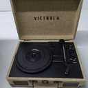 Victrola Journey+ Signature Turntable Record Player - 33-1/3, 45 & 78 RPM Suitcase Vinyl Record Player, Bluetooth Connectivity & Built-in Speakers, Stereo RCA Output, Linen Finish, Cream
