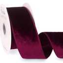 Ribbli Burgundy Velvet Wired Ribbon 2.5 Inch Velvet with Satin Christmas Ribbon for Gift Wrapping Christmas Tree Decoration Crafts Wreaths Supplies-Continuous 10 Yards
