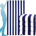 4 Packs Extra Large Beach Towel Bath Towel 72*40 Set Bathroom Sheets Bulk Oversized Soft Absorbent Thick Xl Big Giant Microfiber Terry Blanket Clearance Turkish Toallas De Playa NOT Cotton Blue Navy