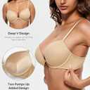 Wingslove Women's Push Up Bra Deep V Plunge Underwire T-Shirt Bra Multiway 2 Cups Up(Nude,36C)