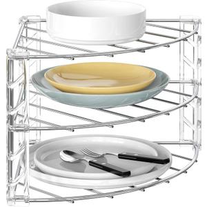 Deco Brothers 3-Tier Counter and Cabinet Corner Shelf Organizer, Chrome (1 Pack)