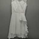 BeryLove Women's Cocktail Dresses Prom Wedding Guest Short Bridesmaid Dresses Ruffle Hem Sleeveless Lace Formal Dress 52 White XS