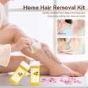 Roll On Waxing Kit for Sensitive Skin - Hair Removal with 2 Honey Soft Wax Cartridges and 100 Non-Woven Wax Strips, 10 Wipes