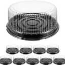 Hemoton 10 Pcs Plastic Cake Containers with Lids, Disposable Cake Containers 9.6 Inch Cake Carries for Transport,Clear Cake Container Dome and Base Carry & Display Storage Box