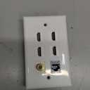 4 HDMI Keystone Wall Plate,IQIAN 1 - Cat6 Ethernet 1 - Coax Cable TV F Type Port HDMI 2.0 Decorative Female to Female(White)