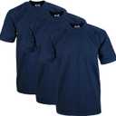 Pro Club Men's 3-Pack Heavyweight Cotton Short Sleeve Crew Neck T-Shirt (Blue, L)