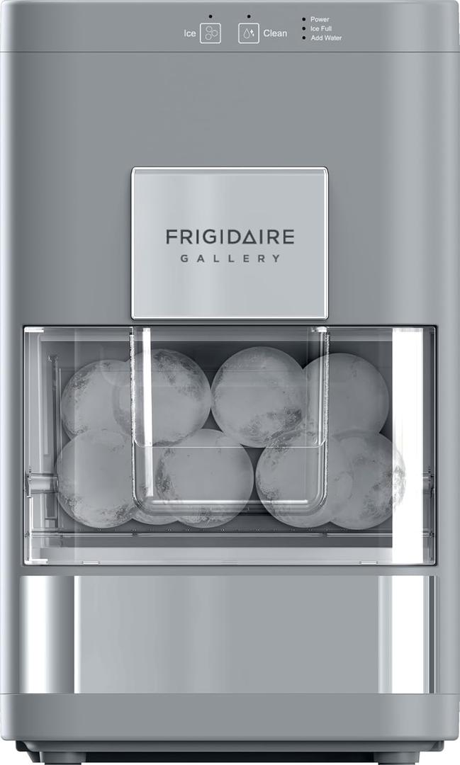 Frigidaire, Countertop Artisanal Sphere Ice Machine, Transparent Window, Gourmet Ice Maker, 84 Sphere per Day Capacity, Auto Self Cleaning Ice Making Machine - 16.75" D x 11.75" W x 20.25" H (Grey)