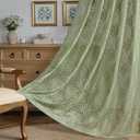 MIULEE Vintage Lace Curtains 72 Inches Long 2 Panels, Spring Victorian Floral Scalloped Semi Sheer Window Curtains Light Filtering Rod Pocket Panels for Bedroom Living Room, 52" W x 72" L, Sage Green