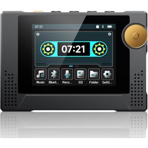 64GB 80s Retro MP3 Player with HD Speaker,MP3 Cassette Nostalgia Player,Dynamic Retro UI,Tape Drive Shape,Portable Bluetooth MP3 Music Player 50 Hours Long Battery Life, 2.4" Touchscreen (Black)