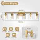 6-Light Gold Vanity Light,Bathroom Light Fixtures,Modern Brushed Brass Gold Wall Sconce Lighting,Bathroom Wall Lamp for Mirror Bedroom Living Room Vanity Table Hallway
