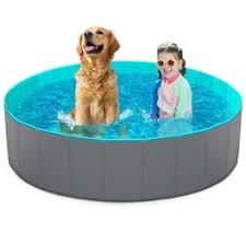 Jasonwell Foldable Dog Kiddie Pool - Hard Plastic Kids Paddling Pool Toddler Baby Swimming Pools for Backyard Collapsible Whelping Box Pet Doggie Cats Wading Pools Bathtub for Puppy Large Dogs (48" x 12", Green)