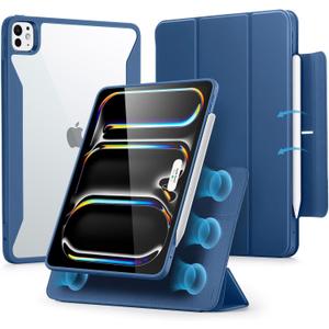 ESR for iPad Pro 11 Inch Case (M5/M4) 2025/2024, Removable Magnetic Cover, Vertical Stand, Fully Supports Pencil Pro and Pencil (USB-C), Rebound 360 Series, Blue