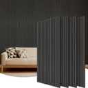 TONOR Wood Wall Panels for Interior Wall Decor, 4 Pack 47.2" x 23.6"(31ft²) Wood Slat Acoustic Panels, Soundproof Wall Panels for Noise Cancelling and Decoration, Living Room, Bedroom, Office, Black