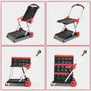 TOLRET Collapsible Shopping Cart with Wheels, 200 lbs Capacity Grocery Cart on Wheels with Storage Crate, Platform Hand Truck with Foot Brake, Red