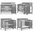 Dream On Me Jayden 4in1 Mini Convertible Baby Crib & Changer with Storage, Steel Grey, Pinewood, GreenGuard Gold & JPMA, 1 Mattress Pad, 3 Mattress Heights, Converts to Mini Day & Twin-Size Bed