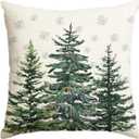 AVOIN colorlife Christmas Trees Snowflake Throw Pillow Cover, 20 x 20 Inch Winter Holiday Cushion Case Decoration for Sofa Couch 2 Packs