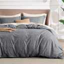 Bedsure Duvet Cover Queen Size - Soft Cationic Dyed Duvet Cover Set for Kids with Zipper Closure, 3 Pieces Bedding Set(Dark Grey, 90"x90")
