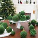 36pcs Velvet Ornaments for Christmas Trees, Flocked Christmas Balls Sets Assortment for Xmas Tree Holiday Decor (Avocado Green)