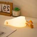 TOOGE LED Duck Night Light Cute Small Lamp Night Light for Kids 3 Levels Dimmable Nursery Nightlight with Timer Silicone Squishy Duck Portable Rechargeable Touch Bedside Lamp (White)