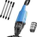 Handheld Pool Vacuum for Above Ground Pool, 18 GPM Powerful Suction | 60 min Runtime, 120m Fine Filter, 4-Section Pole, Cordless Rechargeable Pool Cleaner for Leaves, Sand and Debris, Ocean Blue