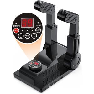 FORLIM [Upgraded Temperature Control] Boot Dryer for Work Boots - Shoe Dryer with 24-Hour Delay Timer, Portable Glove Dryer & Boot Warmer, Automatic Shut-Off Timer, Folding Design, Smart Panel, Black