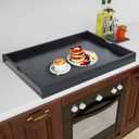 WOLKI Noodle Board Stove Covers for Gas Burners, 30"L x 22"W x 2.4"Th Heavyweight Stove Top Covers for Electric Stove, Built-in Handles, RV Stove Cover, Wooden Serving Tray, Black