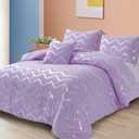 Menghomeus Purple/Silver Comforter Set Twin Lavender Metallic Print Glitter Bed Comforter Cute Shinny Bedding for Teen Girls Kids Women, 3 Piece (1 Pillowcase, 1 Decorative Pillow Sham)