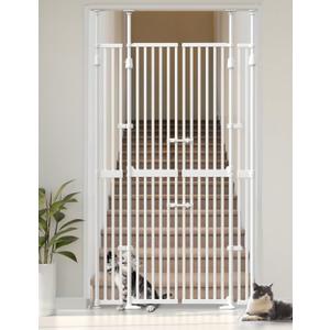 Extra Tall Cate Gate for Doorway: Pressure Mount 74.8"-90.5" Tall Cat Gate for Pets in Extra 30.3"-47.2" Width No Wall Drilling No Toddler for Indoor Stairs Hallway Room Safety Barrier