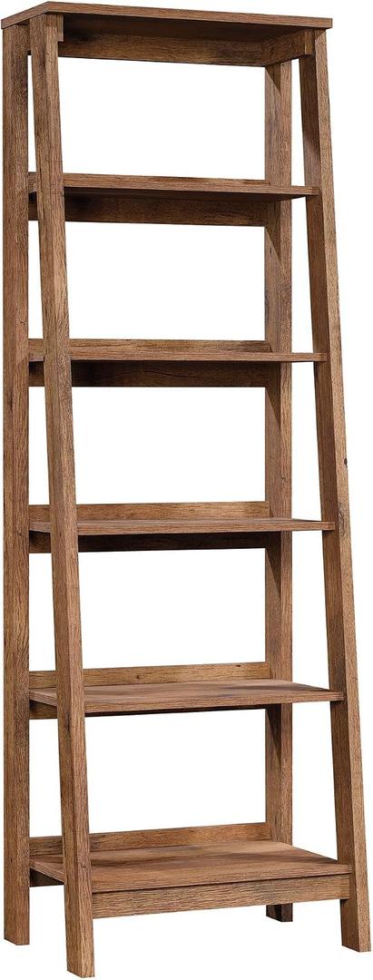 Sauder Trestle 5-Shelf Bookcase/ Book Shelf, Vintage Oak finish, L: 23.54" X W: 16.61" X H: 71.14"