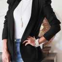 KIRUNDO Women's 2026 Spring Fall Casual Blazers Puff Sleeve Lapel Open Front Work Suit Office Blazer Jackets with Pockets (Black, XL)