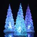 3 Pack LED Christmas Tree Lights, Mini Acrylic Light Up Tree, Color Changing Decorations Indoor, Holiday for Bedroom Table (3 PC)